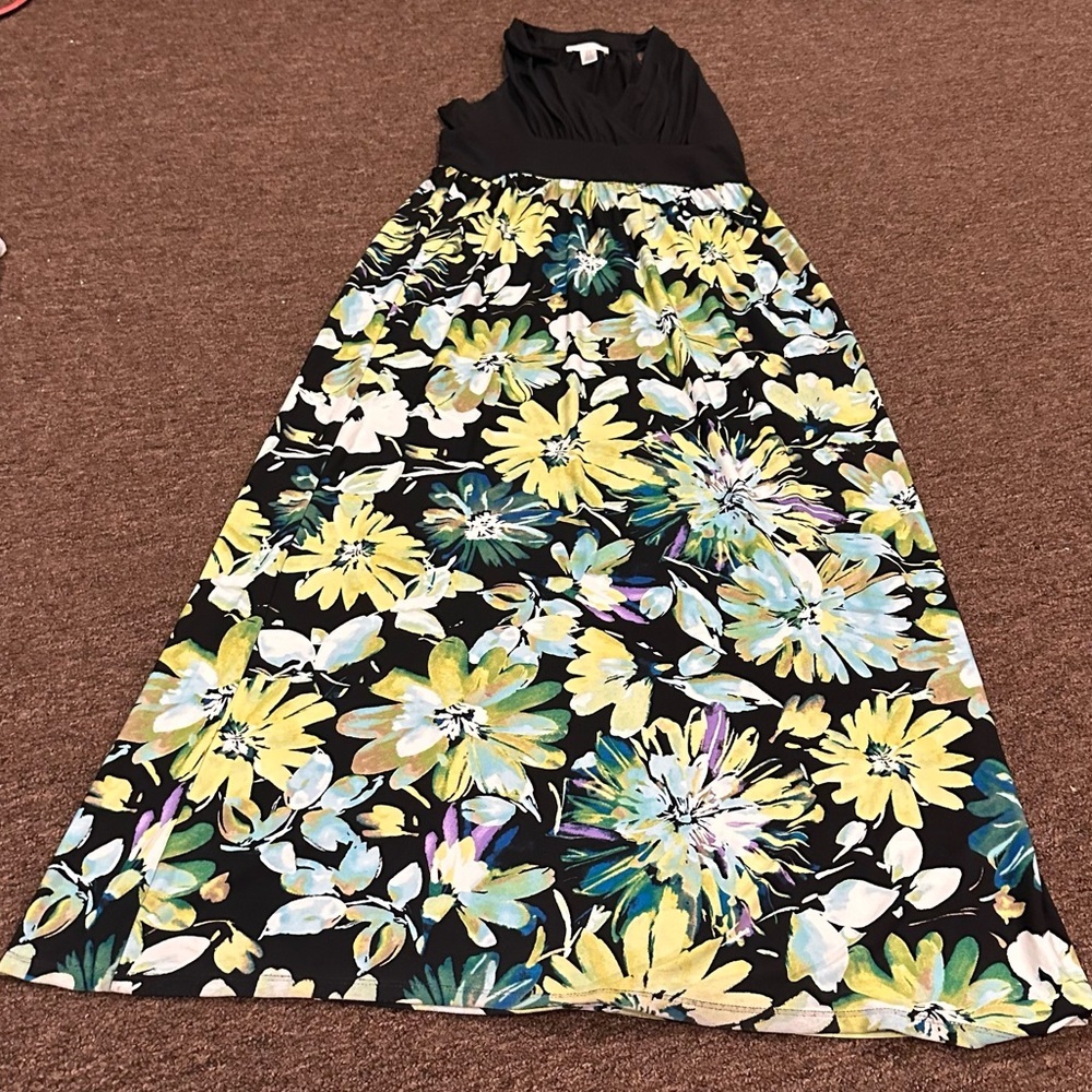EUC London Times Sz 10 long multicolor floral  spring summer dress sexy casual